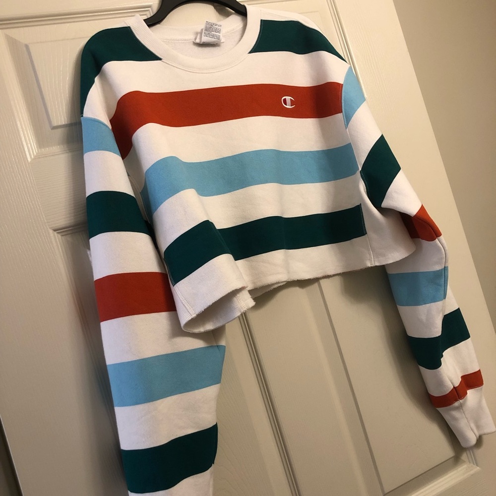 striped cropped champion pullover